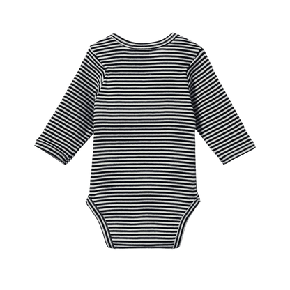 L/S Bodysuit Navy Stripe Nature Baby