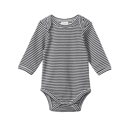 L/S Bodysuit Navy Stripe Nature Baby