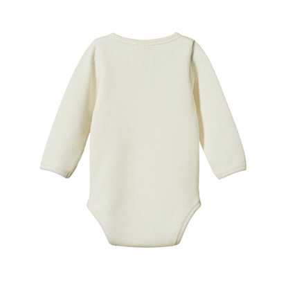Henley L/S Bodysuit Waffle Natural Nature Baby
