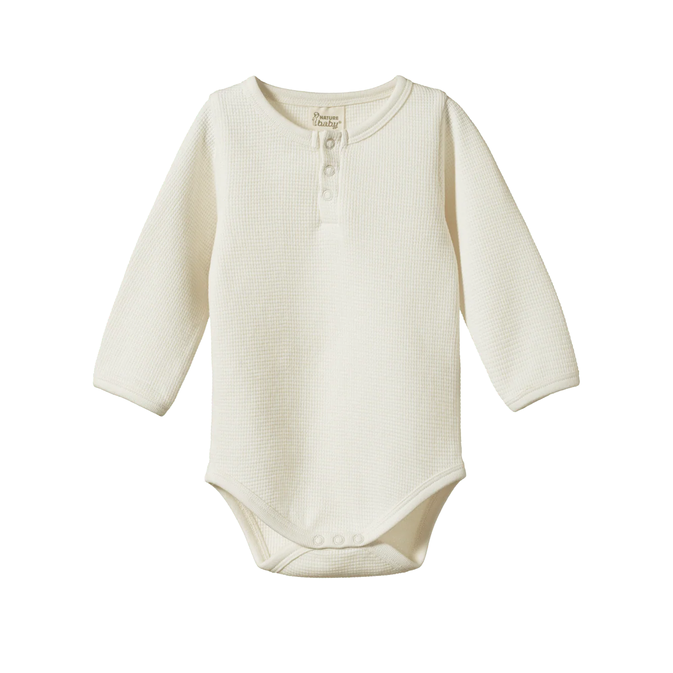 Henley L/S Bodysuit Waffle Natural Nature Baby