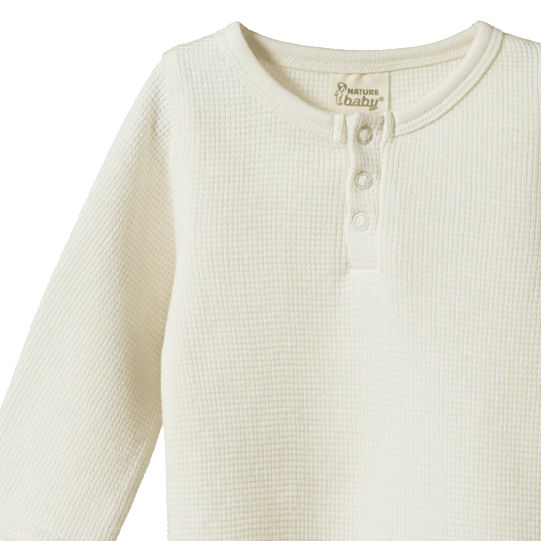 Henley L/S Bodysuit Waffle Natural Nature Baby