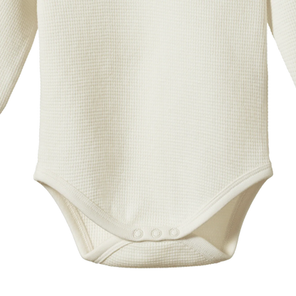 Henley L/S Bodysuit Waffle Natural Nature Baby