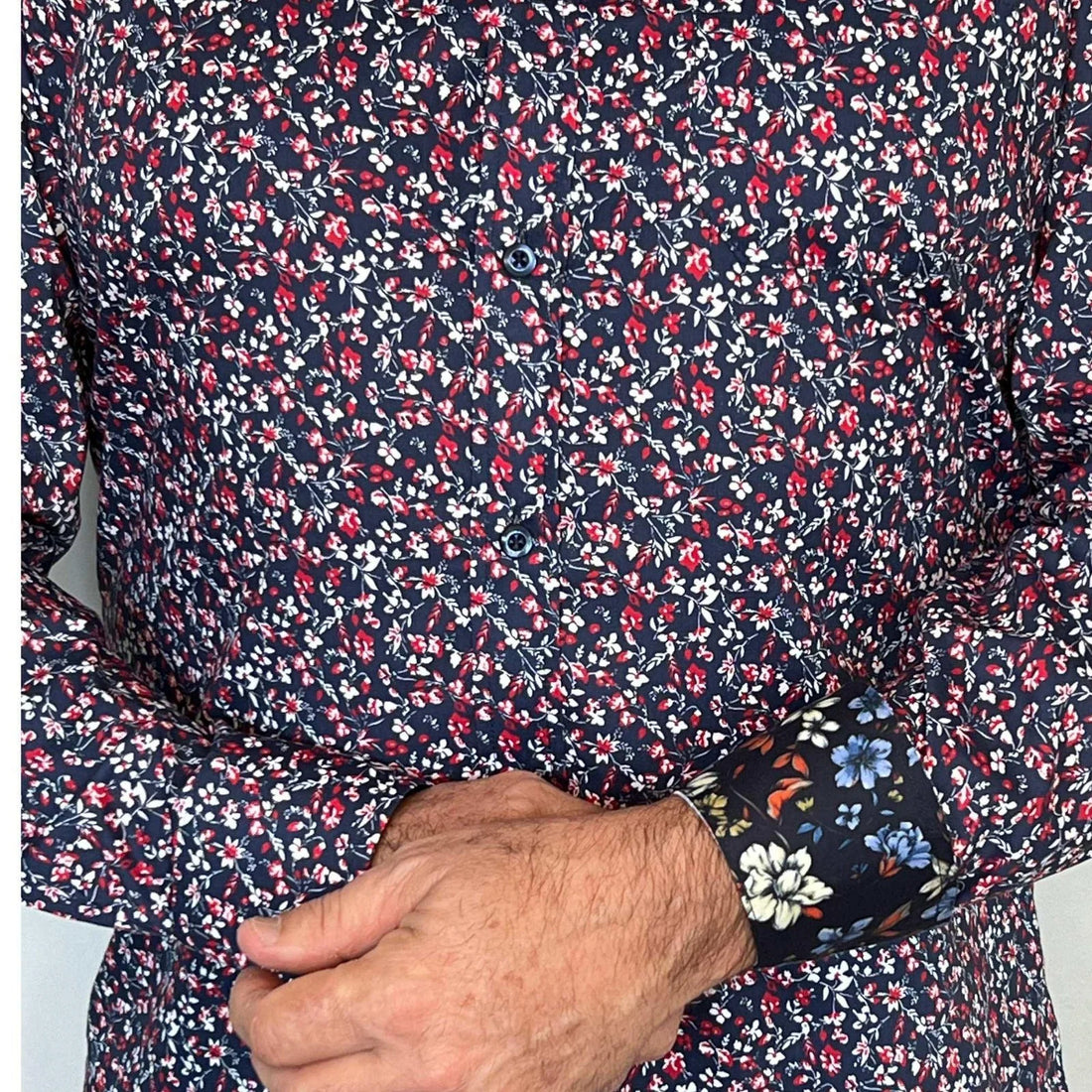 L/S Cotton Print Shirt - Navy &amp; North