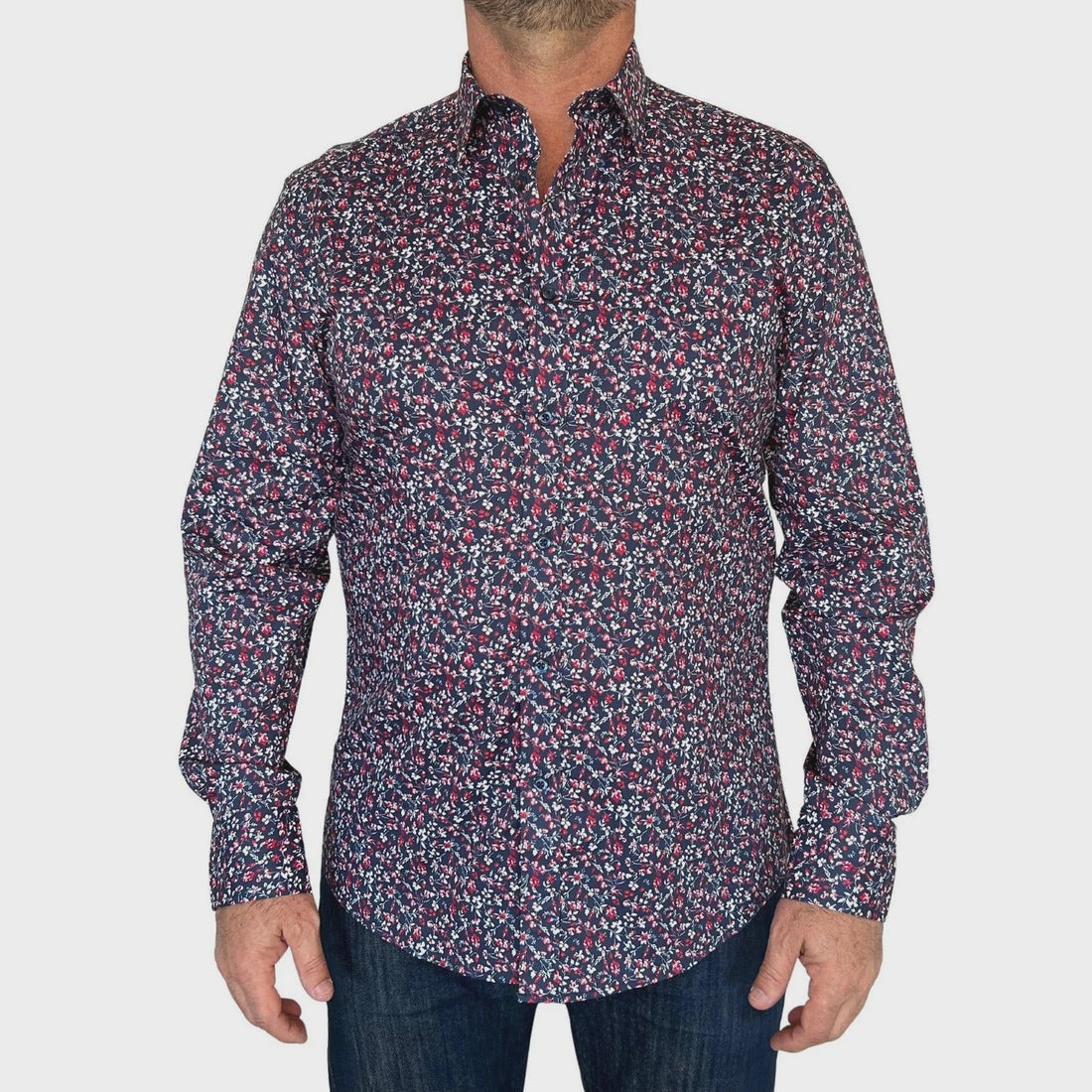 L/S Cotton Print Shirt - Navy &amp; North