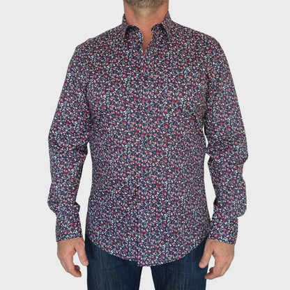 L/S Cotton Print Shirt - Navy &amp; North