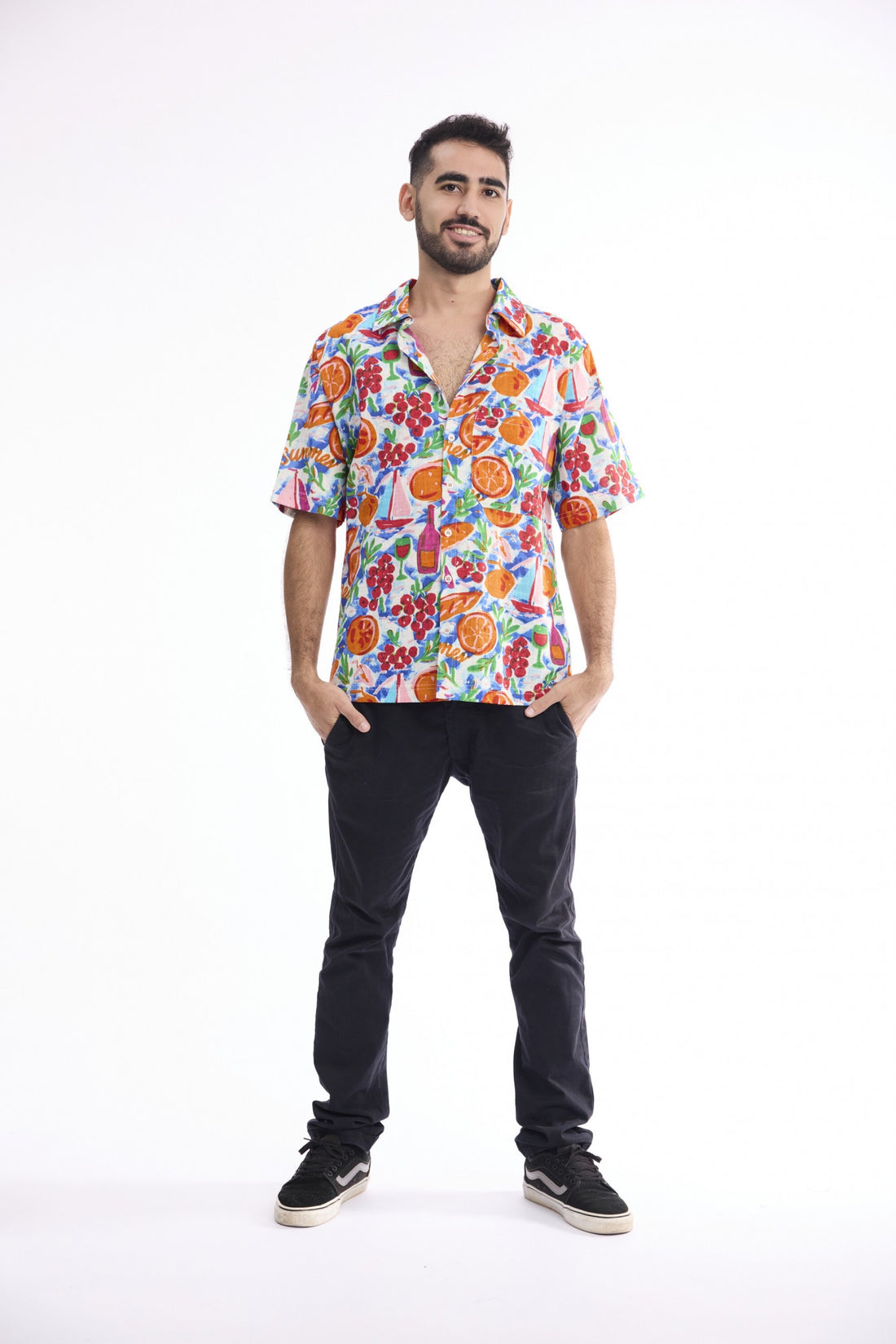 Men Shirt Short Sleeve Collar- Nice-Orientique