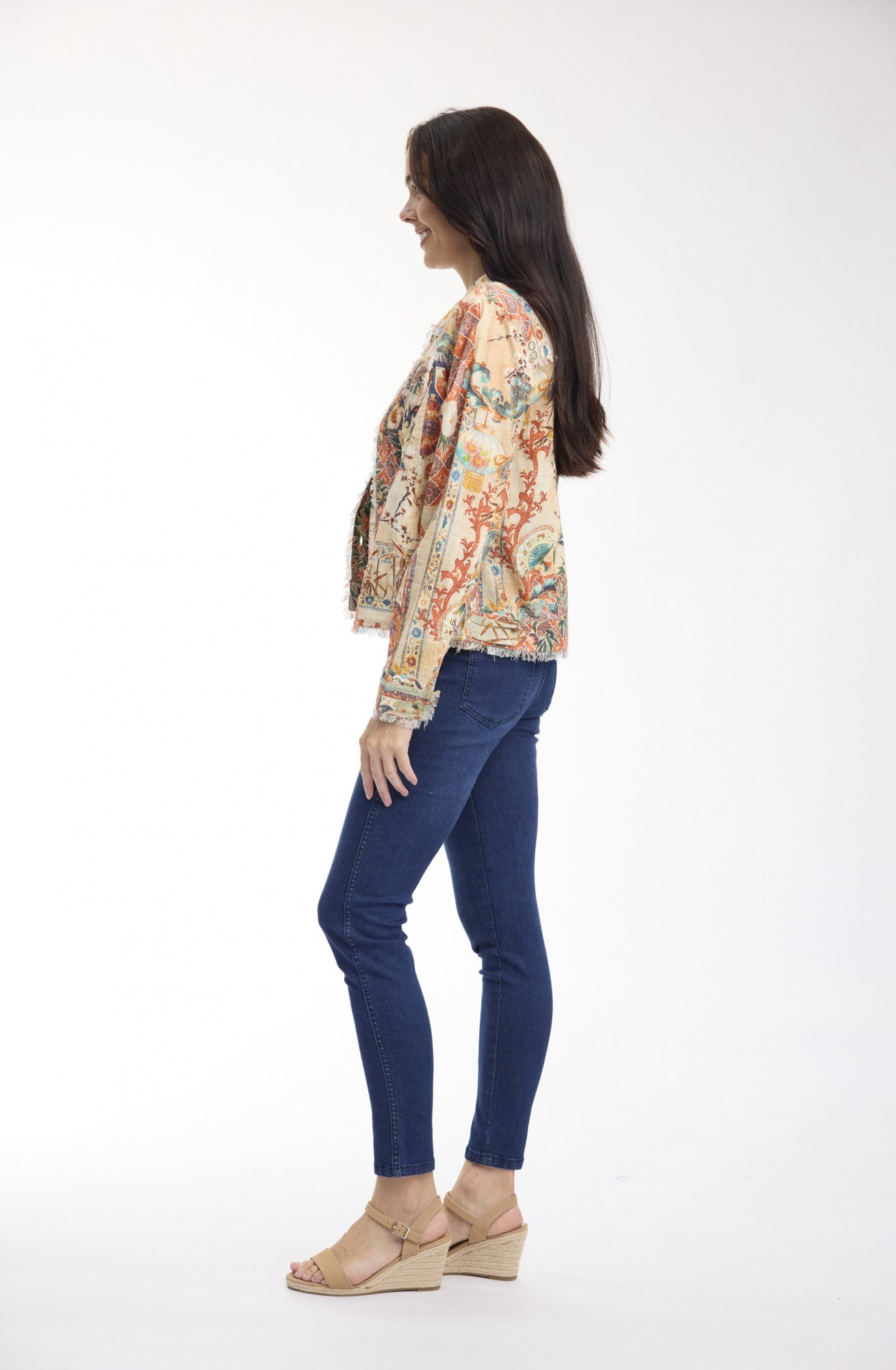 Gordes Jacket Fringe Main Print - Orientique