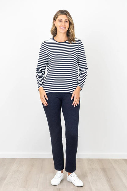 Heidi L/S Stripe Top Navy Renoma