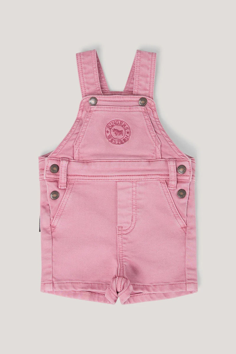 Barnyard Buddy Babies Shorts Overalls Pink - Ringers Western