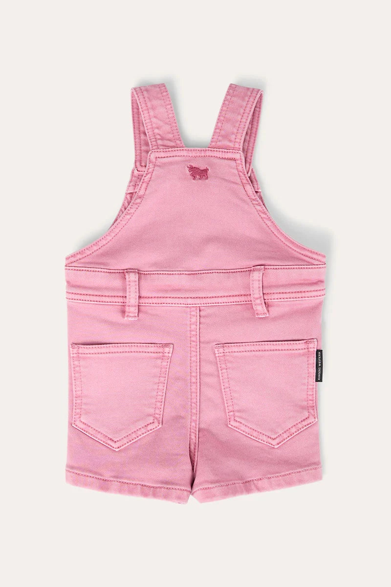 Barnyard Buddy Babies Shorts Overalls Pink - Ringers Western