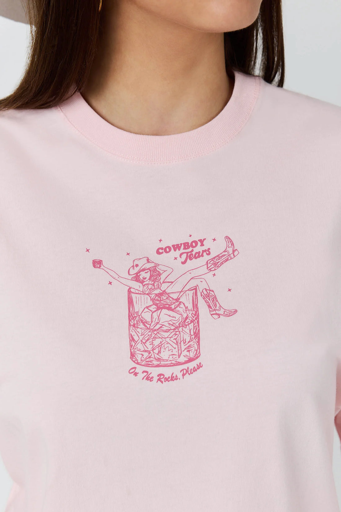 Cowboy Tears Womens Oversized T Shirt Barely Pink - Ringers Western