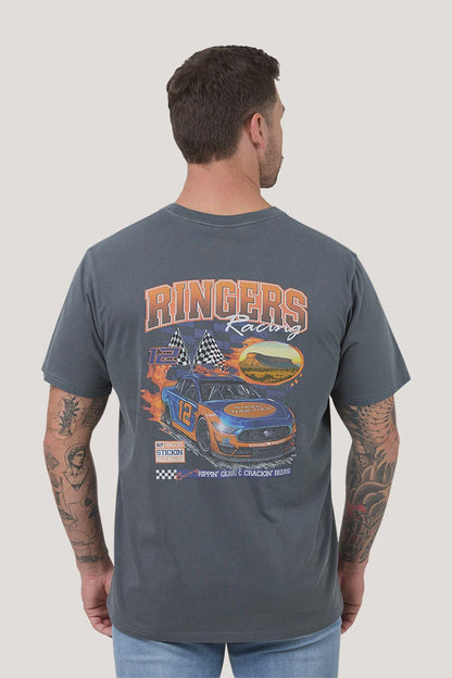 Ringers Racing Mens Loose Fit  T-Shirt Washed Black - Ringers Western