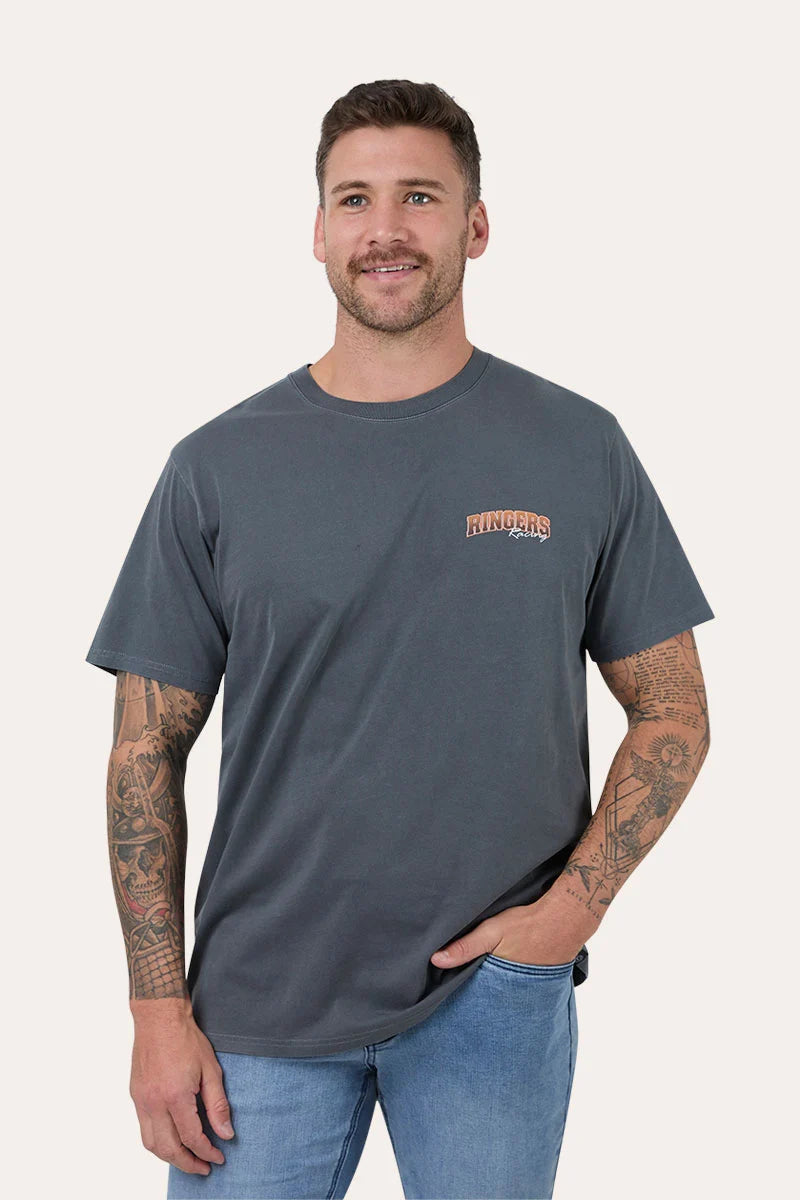 Ringers Racing Mens Loose Fit  T-Shirt Washed Black - Ringers Western