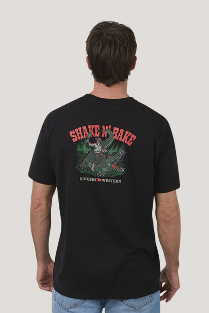 Shake n Bake Mens Loose Fit T-Shirt Black - Ringers Western