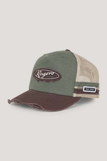 Worn Out Deep Fit Trucker Cap Army/Choc - Ringers Western