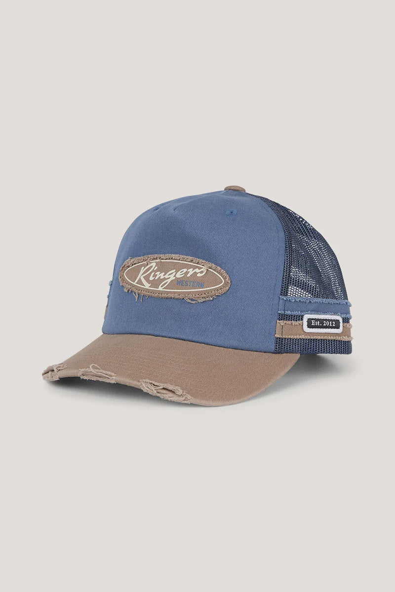 Worn Out Deep Fit Trucker Cap Clay/Blue - Ringers Western