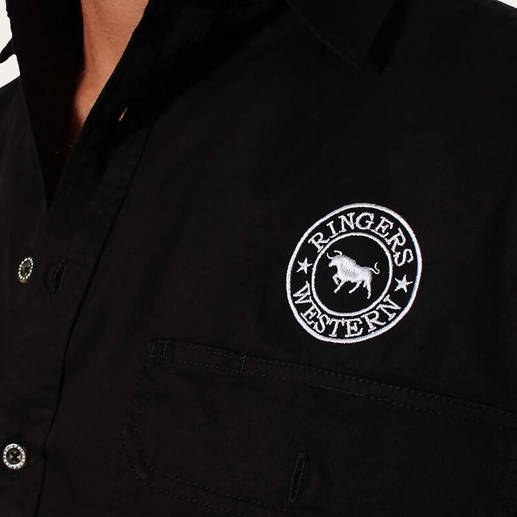 Hawkeye Mens Full Button Work Shirt - Black