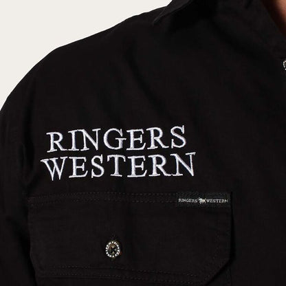 Hawkeye Mens Full Button Work Shirt - Black