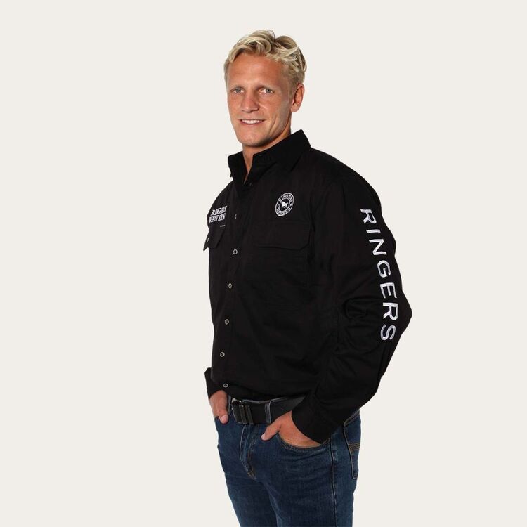 Hawkeye Mens Full Button Work Shirt - Black