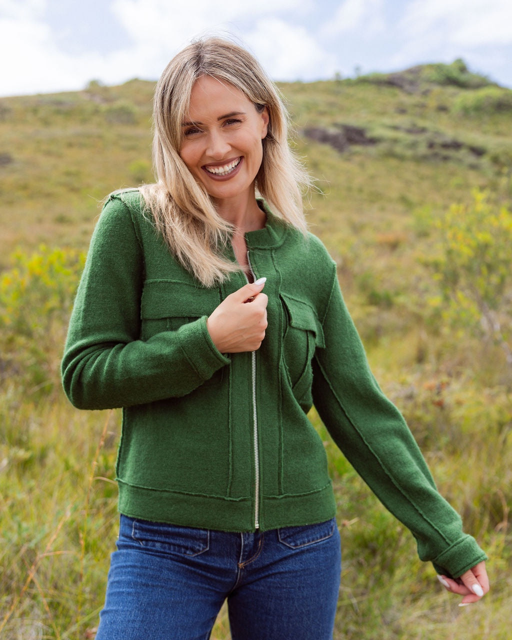 100% Boiled Wool Bomber Zip Jacket SS159K