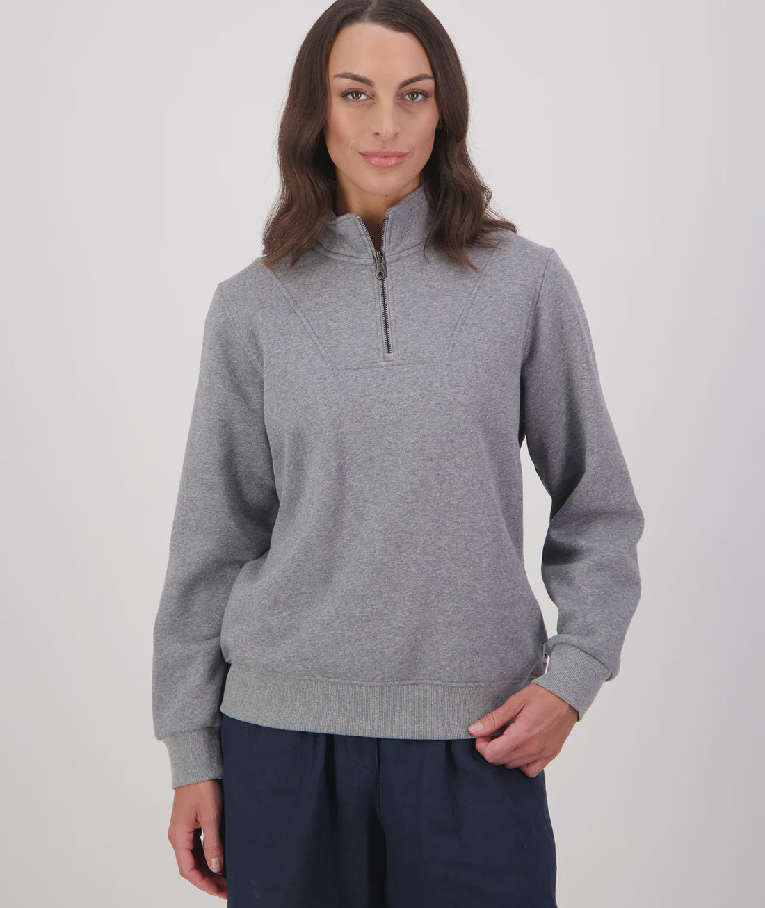 Hazelwood 1/4 Zip Pullover Mid Grey Marle Swanndri
