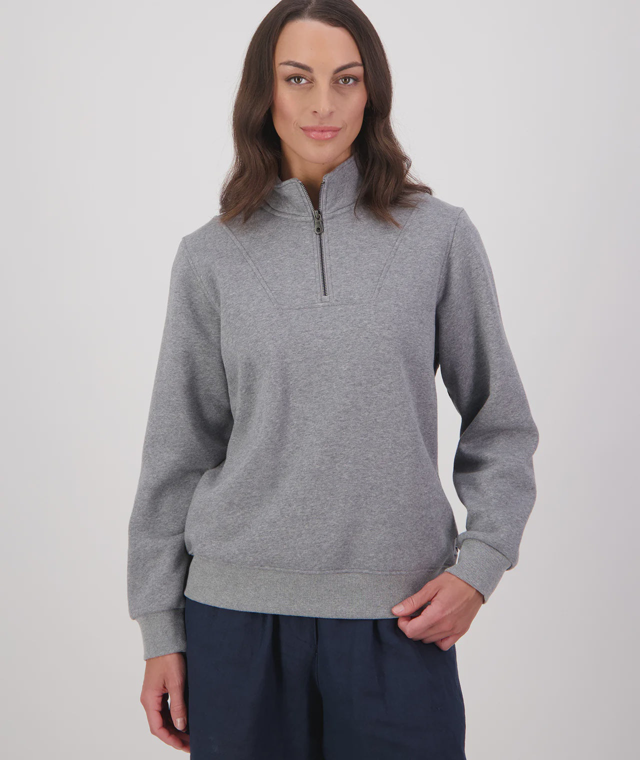 Hazelwood 1/4 Zip Pullover Mid Grey Marle Swanndri