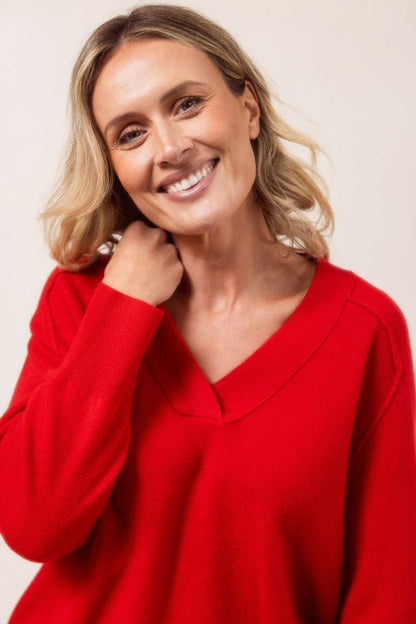 100% Merino Wool V Neck Sweater See Saw