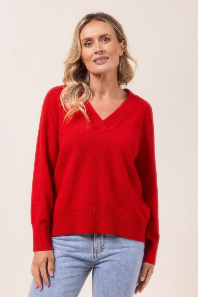 100% Merino Wool V Neck Sweater See Saw