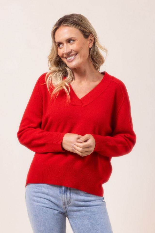 100% Merino Wool V Neck Sweater See Saw