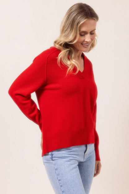 100% Merino Wool V Neck Sweater See Saw