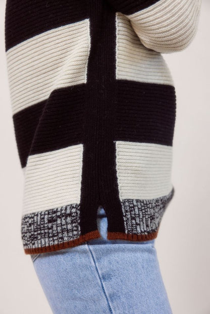 Cowl Nk Block Stripe Sweater See Saw