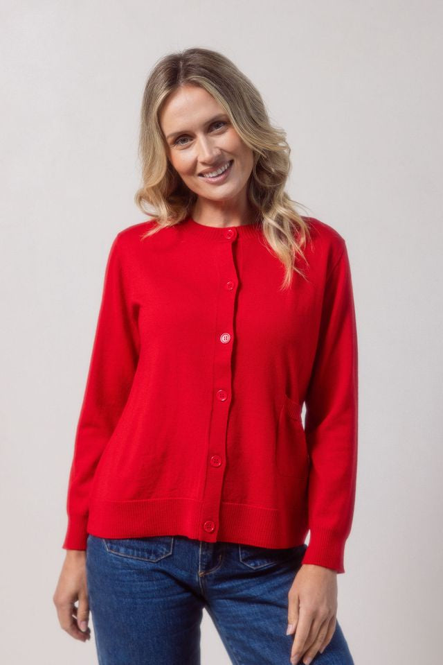 Nylon/Wool Blend Shawl Collar Cardi See Saw