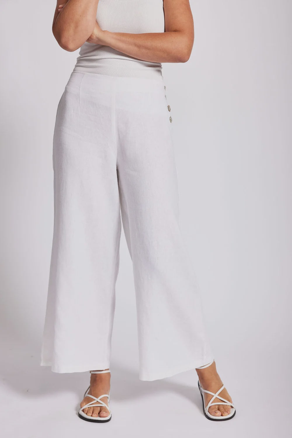 Linen Palazzo Pant White - See Saw
