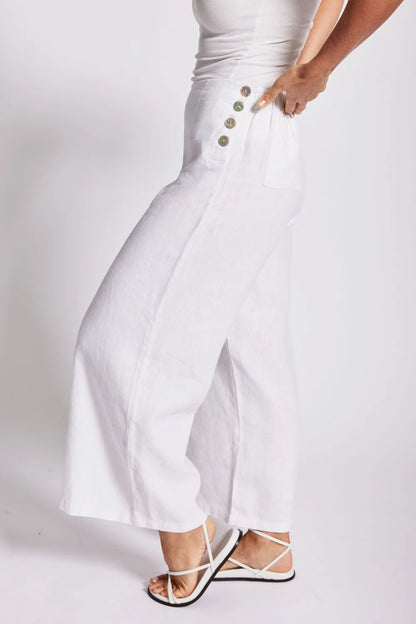 Linen Palazzo Pant White - See Saw