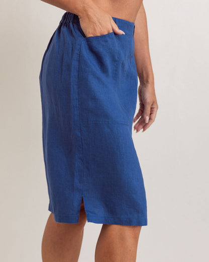 SS353 100% Linen Straight 2 Pocket Skirt