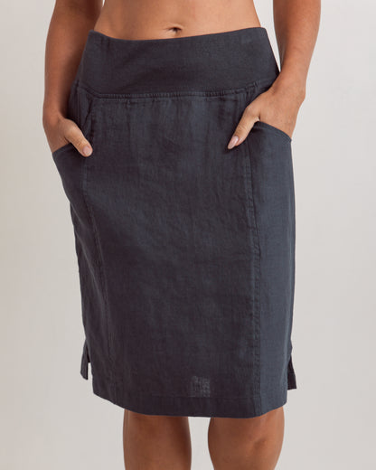 SS354 100% Linen Rib Waist Skirt