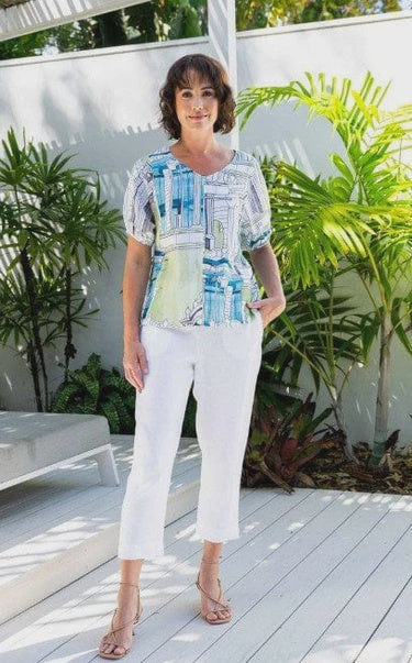 SS361 100% Linen 7/8 Flat Front Pant