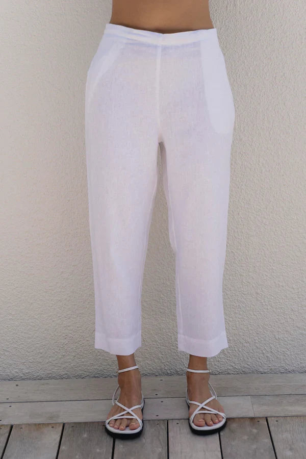 SS361 100% Linen 7/8 Flat Front Pant