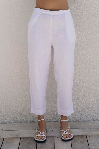 SS361 100% Linen 7/8 Flat Front Pant
