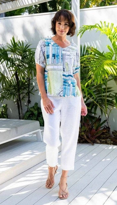 SS361 100% Linen 7/8 Flat Front Pant