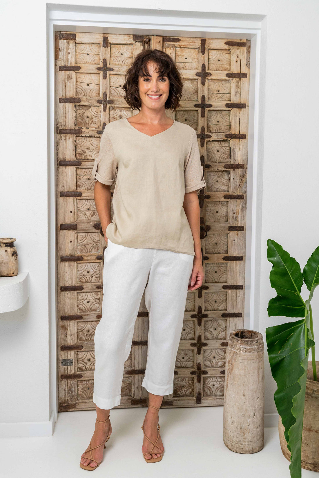 SS371 100% Linen Mixed Linen T-Shirt