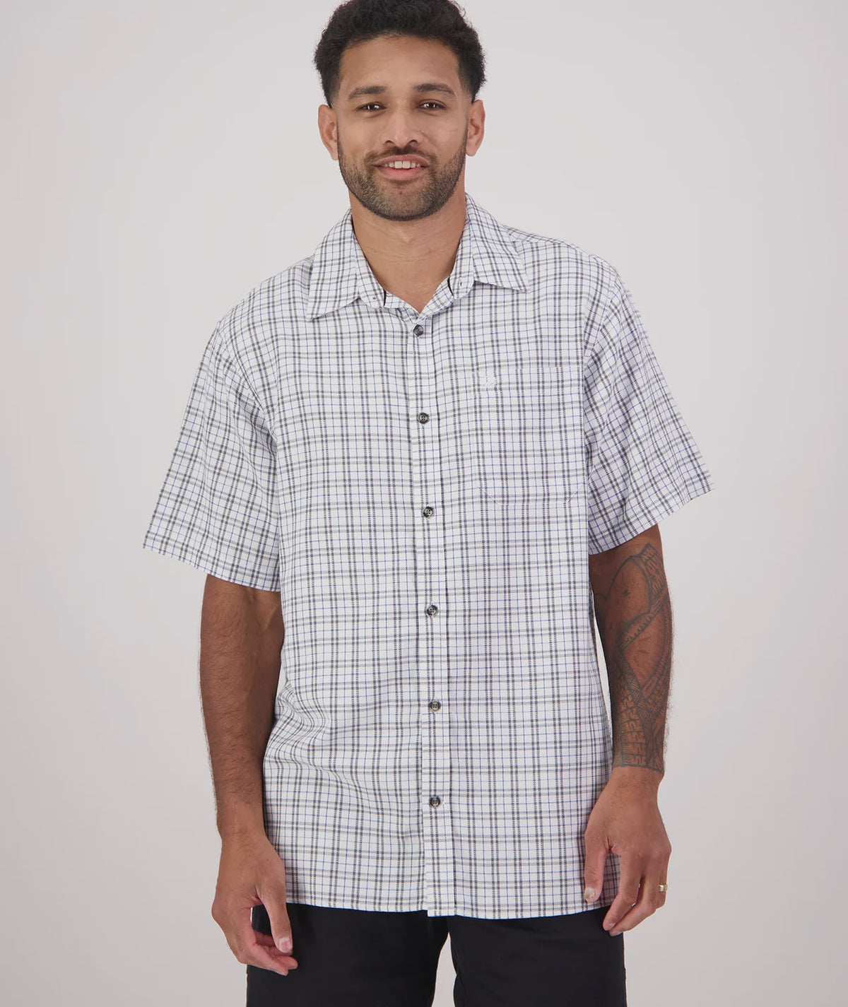 Russell Shirt White/Swanni Blue Grid - Swanndri