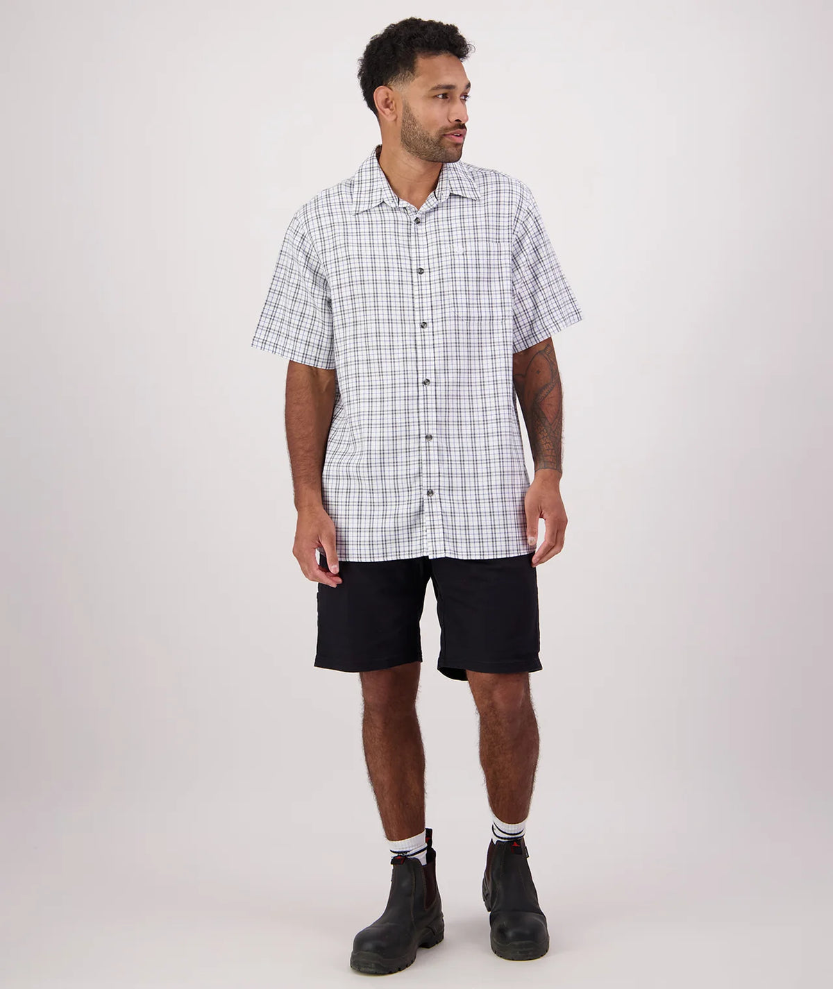 Russell Shirt White/Swanni Blue Grid - Swanndri