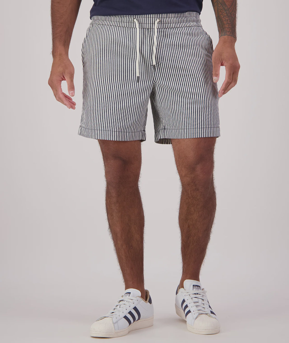 Seaview Stripe Shorts Navy/White - Swanndri