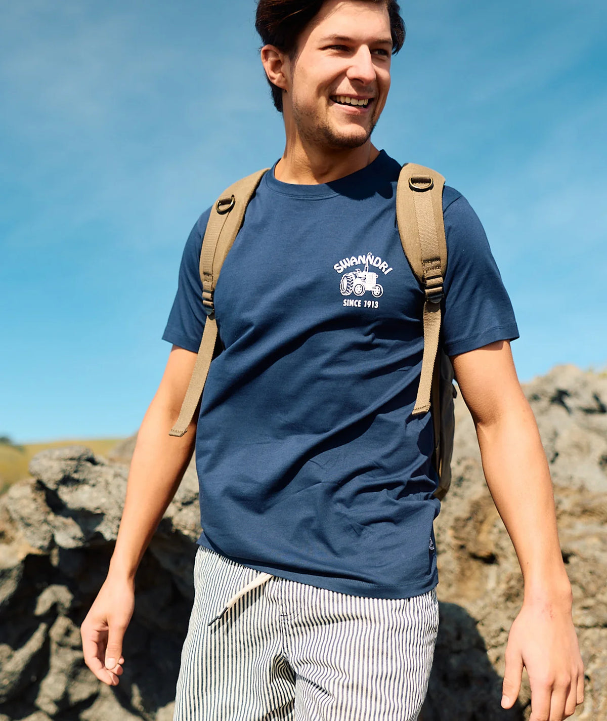 Seaview Stripe Shorts Navy/White - Swanndri