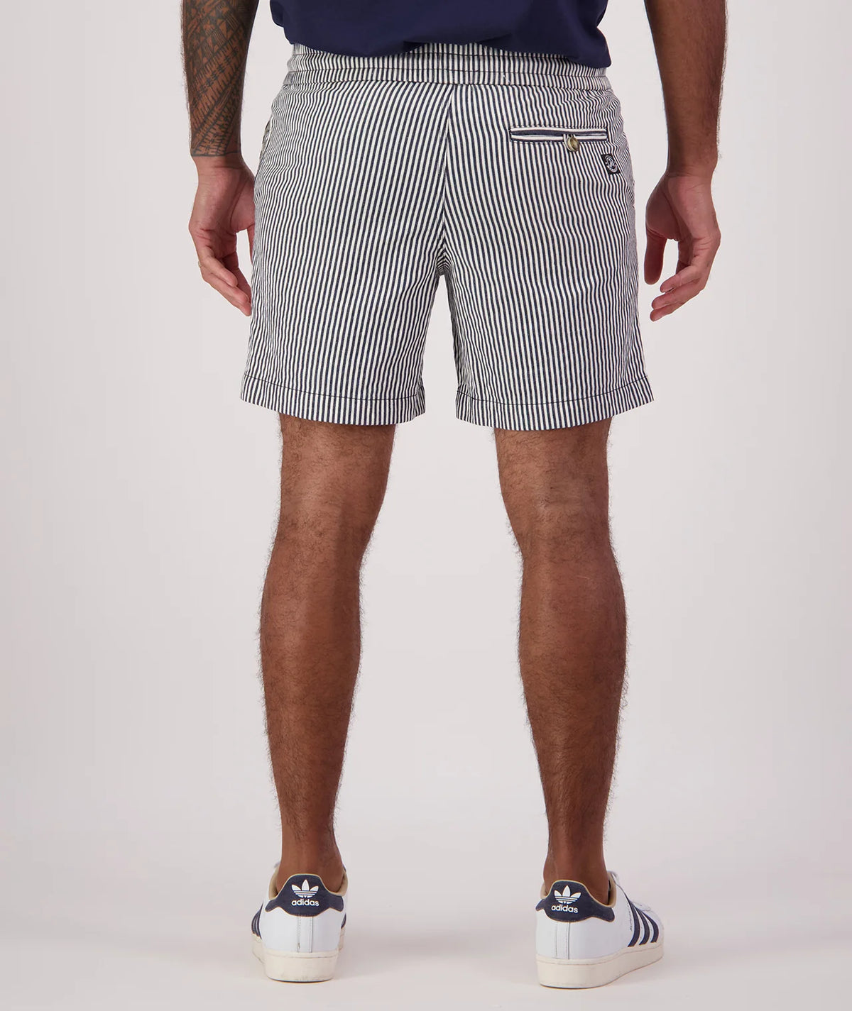 Seaview Stripe Shorts Navy/White - Swanndri