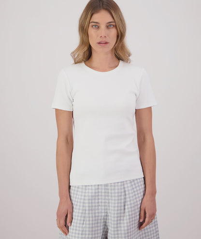 Daisy Ribbed T Shirt White - Swanndri