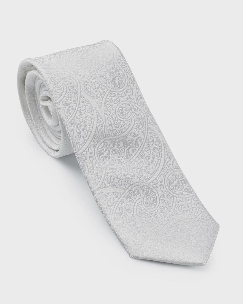 Tie Paisley 7cm White - Carlo Visconti