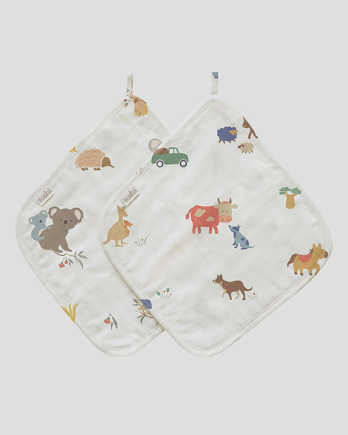 Baby Washcloth Muslin-2pcs Arcadia  Station Hands - Toshi