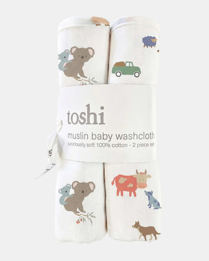 Baby Washcloth Muslin-2pcs Arcadia  Station Hands - Toshi